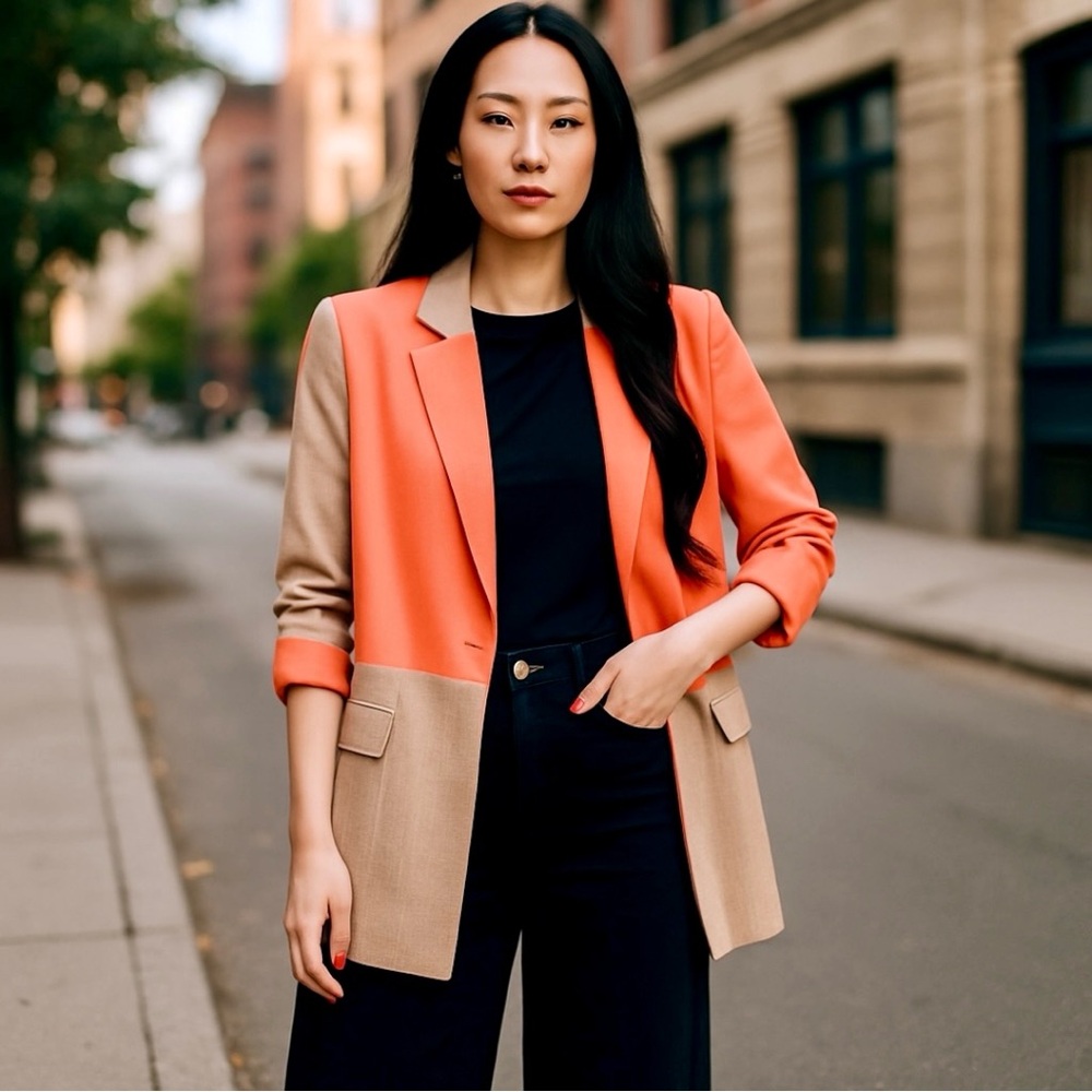 ASOS Vibrant Orange and Tan Blazer